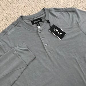 RLX Ralph Lauren Mens XXL Gray Long Sleeve Henley Performance Golf Shirt NWT